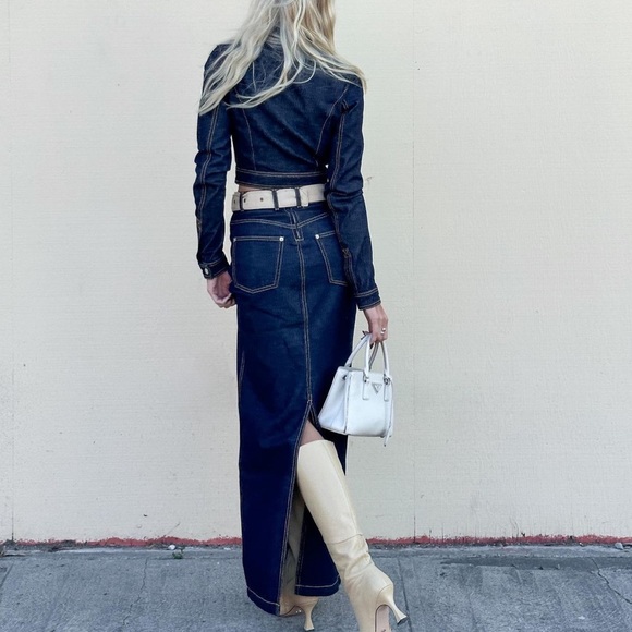 NWT HELSA DENIM MAXI SKIRT in INDIGO - 26 - Picture 6 of 12